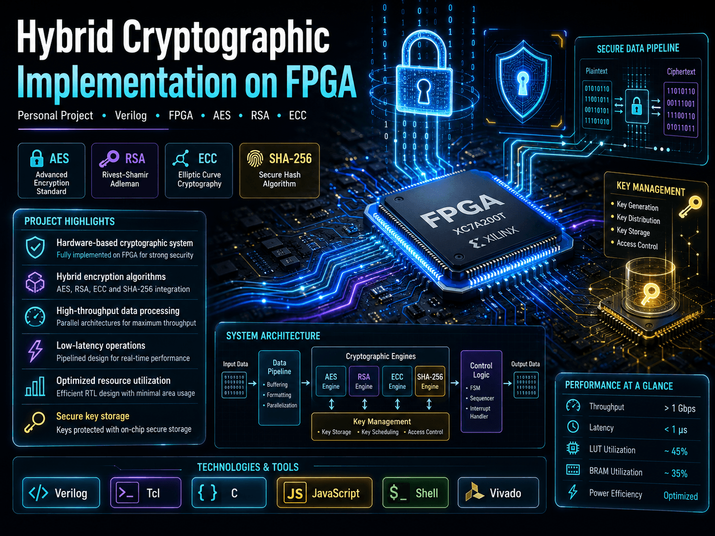 Hybrid Cryptographic Implementation on FPGA